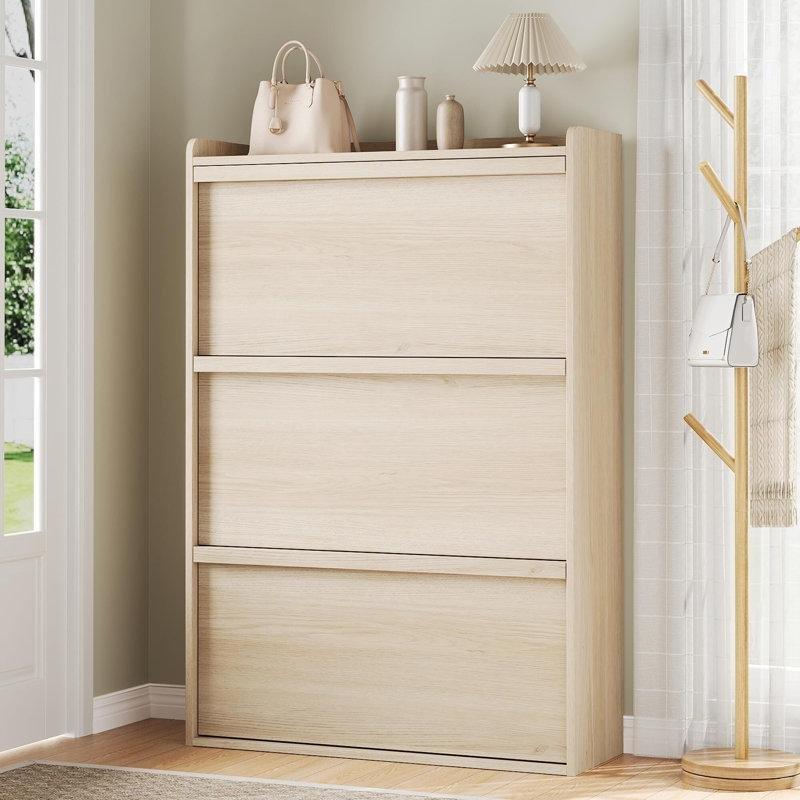 MDF 3 Düşer Kapaklı Dar Alanlar İçin Ayakkabılık - 81x117 cm - 229738