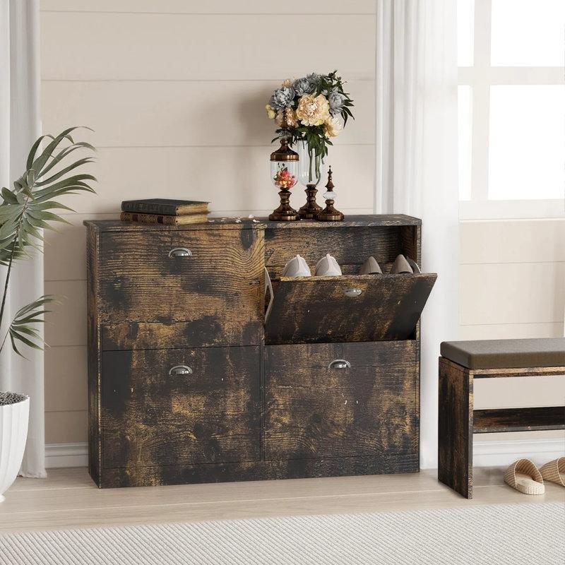 MDF 4 Düşer Kapaklı Panjurlu İnce Ayakkabılık - 103x24x79 cm - 228932