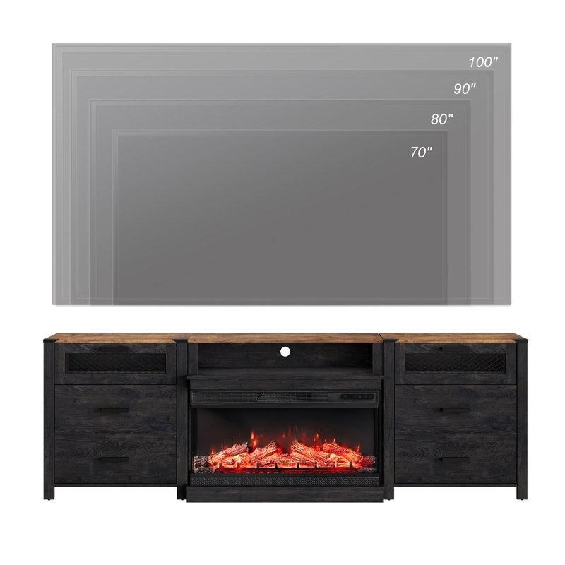 MDF 6 Çekmeceli 2 Kapaklı Şömineli TV Ünitesi - 234 cm - 222149