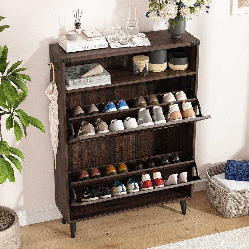 MDF Düşer Kapaklı İnce Tasarım Ayakkabılık - 81x24x114 cm - 230077