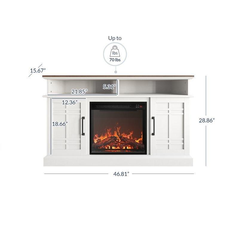 MDF Elektrikli Şömineli Ayarlanabilir Raflı TV Ünitesi - 119 cm - 221185