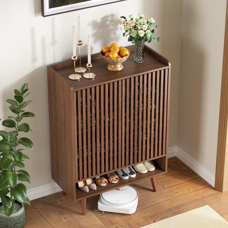 MDF Panjurlu Kapaklı Ayarlanabilir Raflı Ayakkabılık Dolabı - 81x38x112 cm - 229493