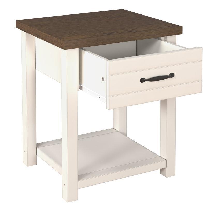 MDF Tek Çekmeceli Açık Raflı İkili Set Komodin - 47 cm - 222823