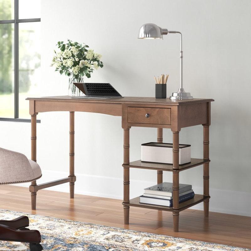 MDF Tornalı Ayaklı 1 Çekmeceli ve 2 Raflı Vintage Çalışma Masası - 115x51 cm - 234239