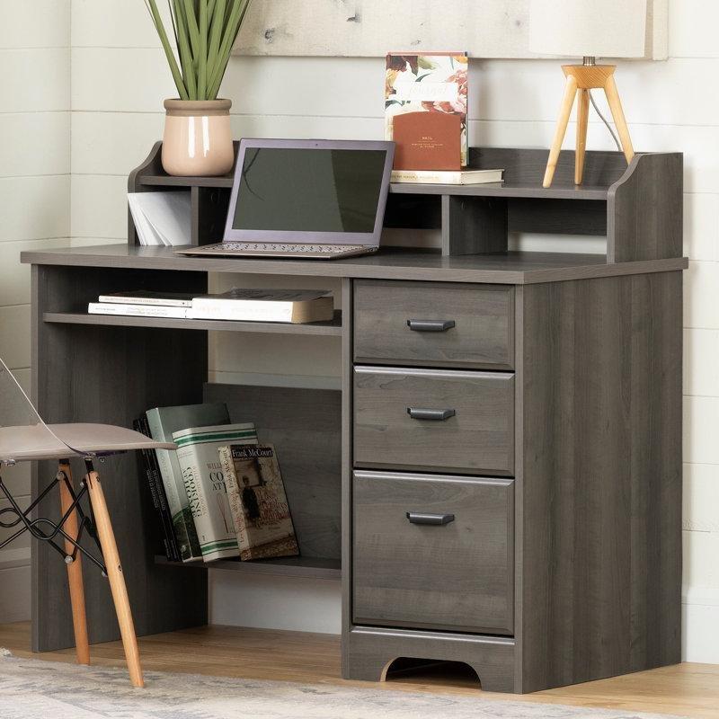 MDF Üst Raflı 3 Çekmeceli Metal Kulplu Vintage Çalışma Masası - 114x58 cm - 234714