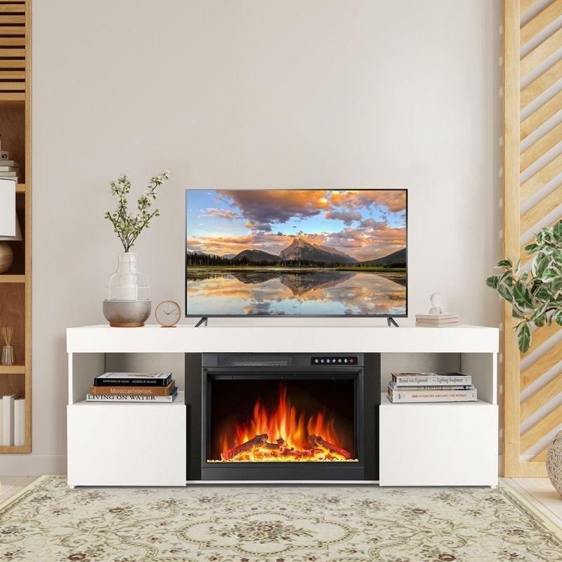 MDF Uzaktan Kumandalı Elektrikli Şömineli TV Ünitesi - 153 cm - 221570
