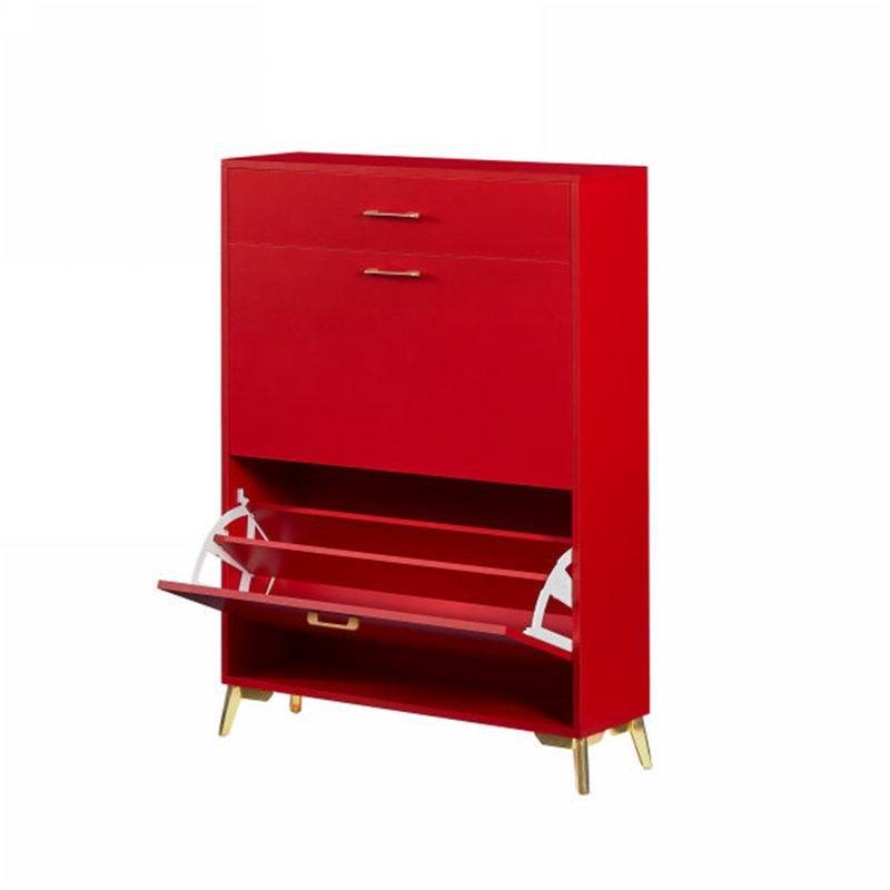 MDF ve Metal Düşer Kapaklı Panjurlu Dar Tasarım Ayakkabılık - 81x25x111 cm - 229854