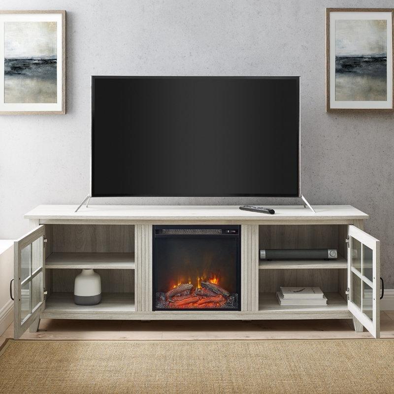 MDF ve Temperli Cam Şömineli TV Ünitesi - 178 cm - 220709
