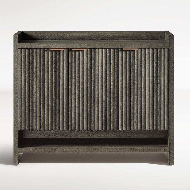 MDF Yivli 3 Kapaklı Ayarlanabilir Raflı Ayakkabılık Dolabı - 125 cm - 229760