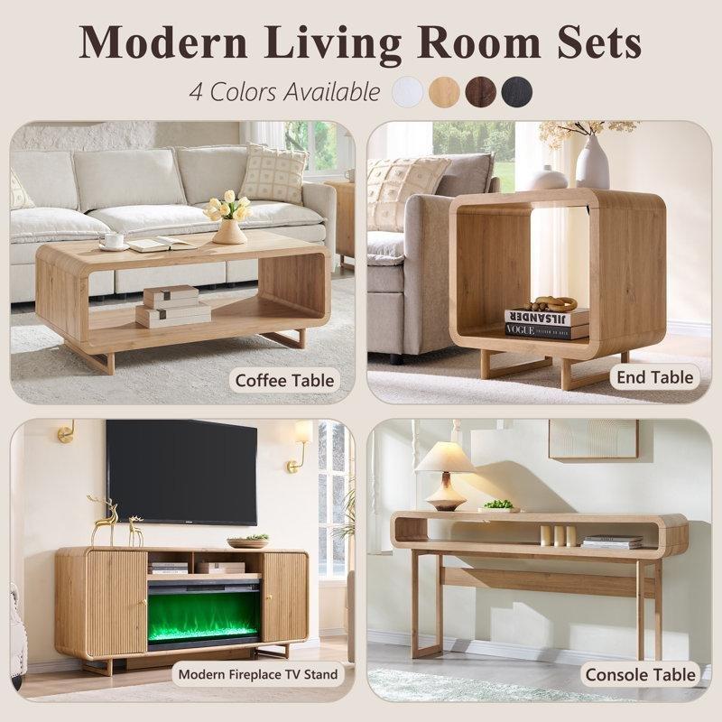 MDF Yivli Gold Kulplu Şömineli TV Ünitesi - 178 cm - 221826