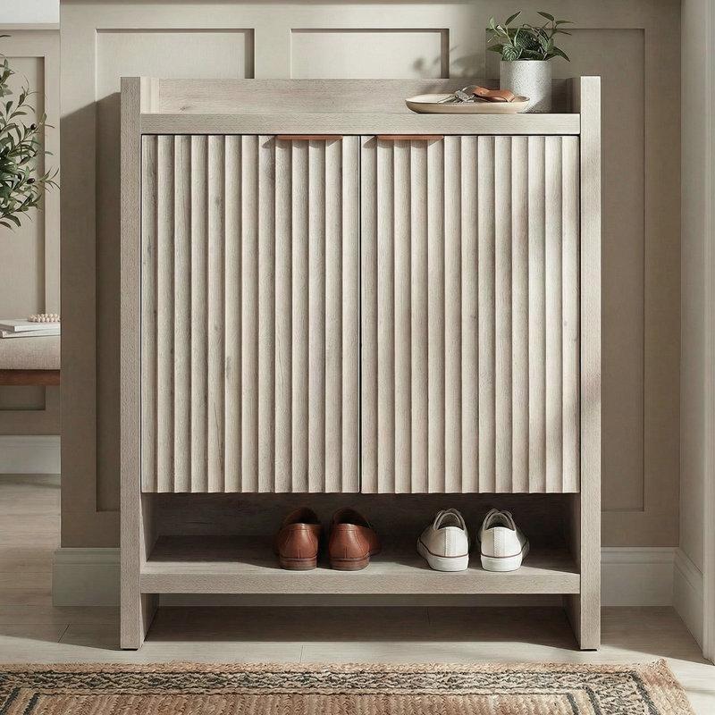 MDF Yivli Kapaklı 24 Çift Kapasiteli Ayakkabılık - 87x105 cm - 229698
