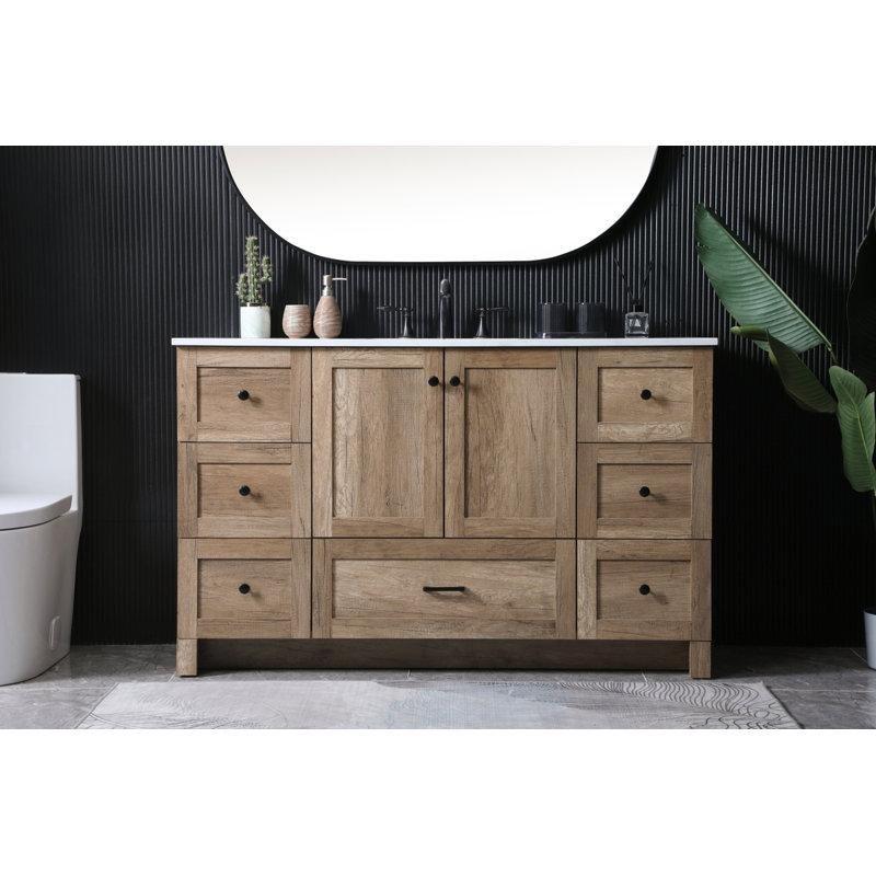 Mermer Kompozit Tezgahlı MDF 7 Çekmeceli Yavaş Kapanır Banyo Lavabo Dolabı - 138 cm - 198907