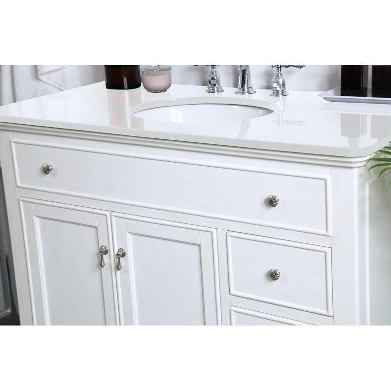 Mermer Tezgahlı Huş Ağacı Yavaş Kapanır Çekmeceli Ayaklı Banyo Lavabo Dolabı - 107 cm - 201495