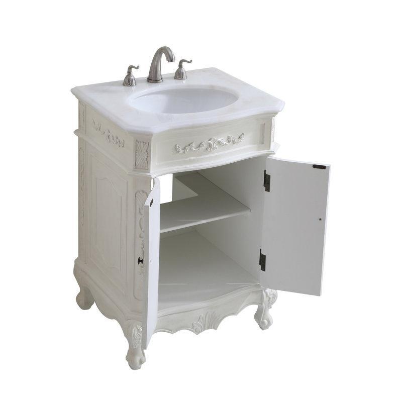 Mermer Tezgahlı Masif Huş Ahşap Ayaklı Oval Lavabolu Banyo Lavabo Dolabı - 61 cm - 201985