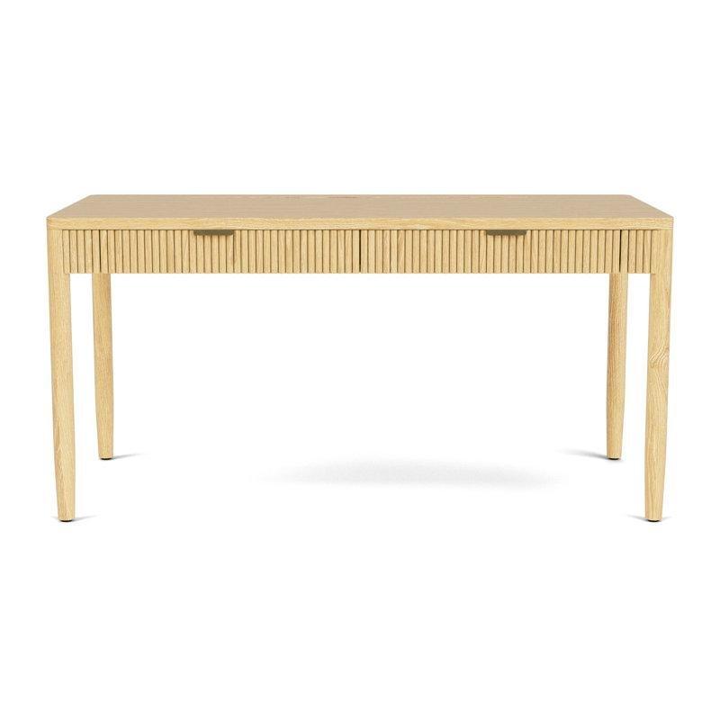Meşe 2 Çekmeceli Dahili Prizli Yivli Vintage Çalışma Masası - 153x73 cm - 234906