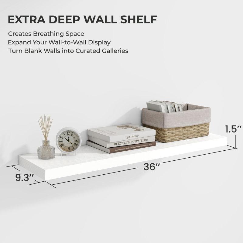 Meşe Ahşap 2li Set Derin Duvar Rafı - 92 cm - 176383
