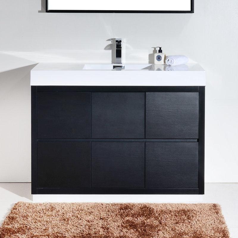 Meşe Akrilik Tezgahlı Yavaş Kapanan 6 Çekmeceli Ayaklı Banyo Lavabo Dolabı - 120 cm - 199200