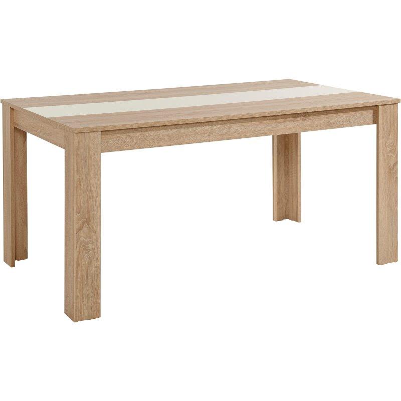 Meşe Beyaz Siyah Ahşap Çift Renkli Eklentili Dikdörtgen Bohem Yemek Masası - 140x80 cm - 236759