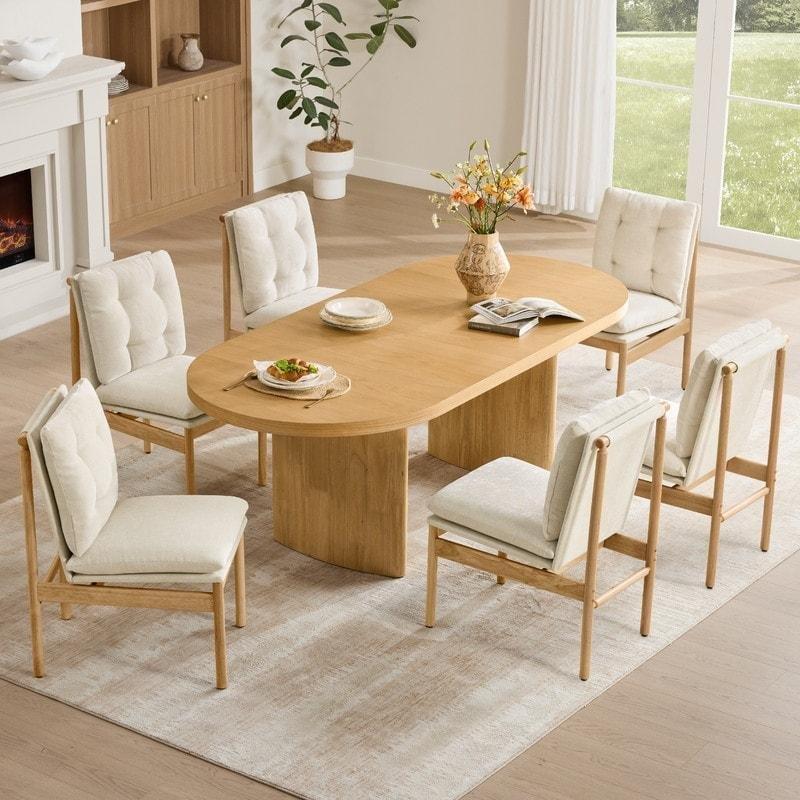 Meşe Kauçuk Ağacı Açılabilir Kavisli Ayaklı Oval Bohem Yemek Masası - 181-220 cm - 237294