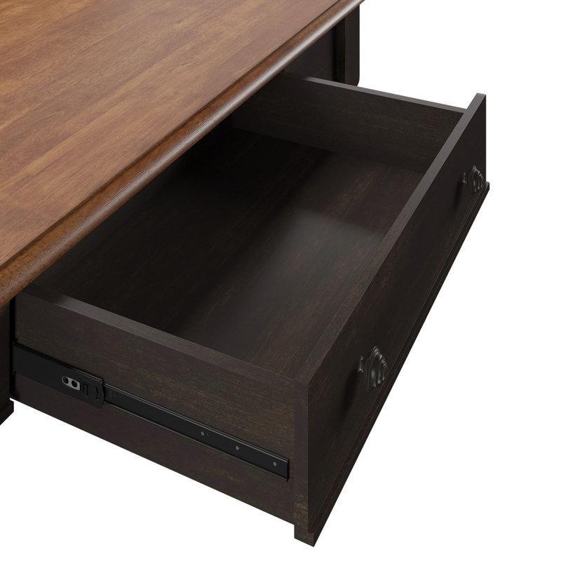 Meşe Masif Kauçuk Ağacı Dahili Prizli USB Portlu Çekmeceli Vintage Çalışma Masası - 120x60 cm - 233860
