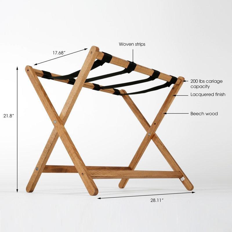 Meşe Rengi Kayın Ağacı Katlanabilir Valiz Sehpası - 72x45x56 cm - 186982