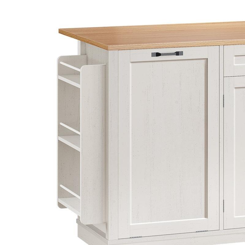 Meşe Rengi MDF Açılır Kapanır Tablalı ve Tekerlekli Mutfak Adası - 116 cm - 176529