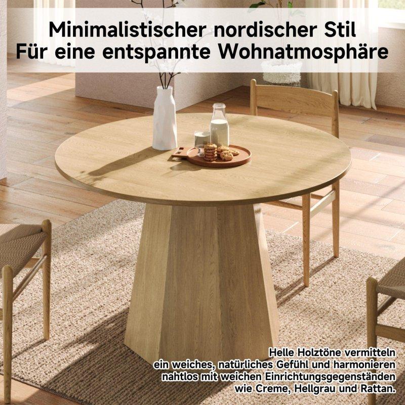 Meşe Rengi MDF Yuvarlak Bohem Yemek Masası - 120x120 cm - 235401