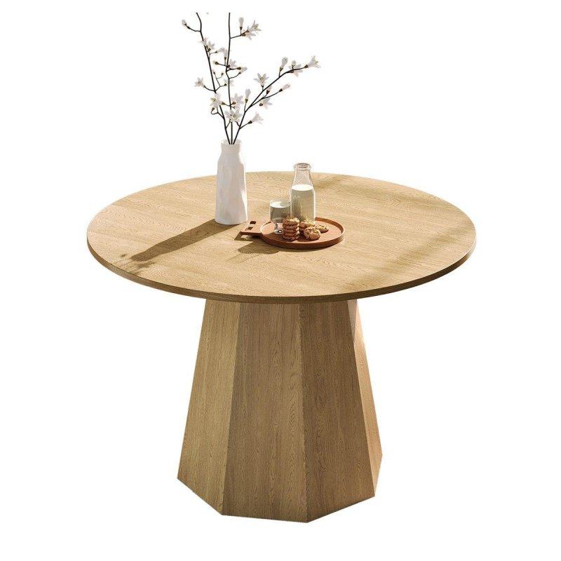 Meşe Rengi MDF Yuvarlak İskandinav Bohem Yemek Masası - 120 cm - 235620