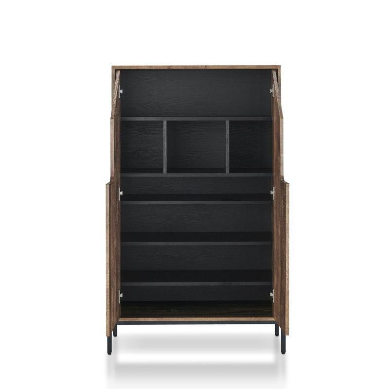 Meşe Rengi Metal Ayaklı Açık Raflı MDF Ayakkabılık - 84x40x135 cm - 229464