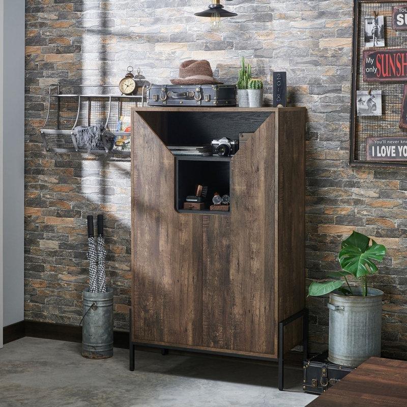 Meşe Rengi Metal Ayaklı Açık Raflı MDF Ayakkabılık - 84x40x135 cm - 229464
