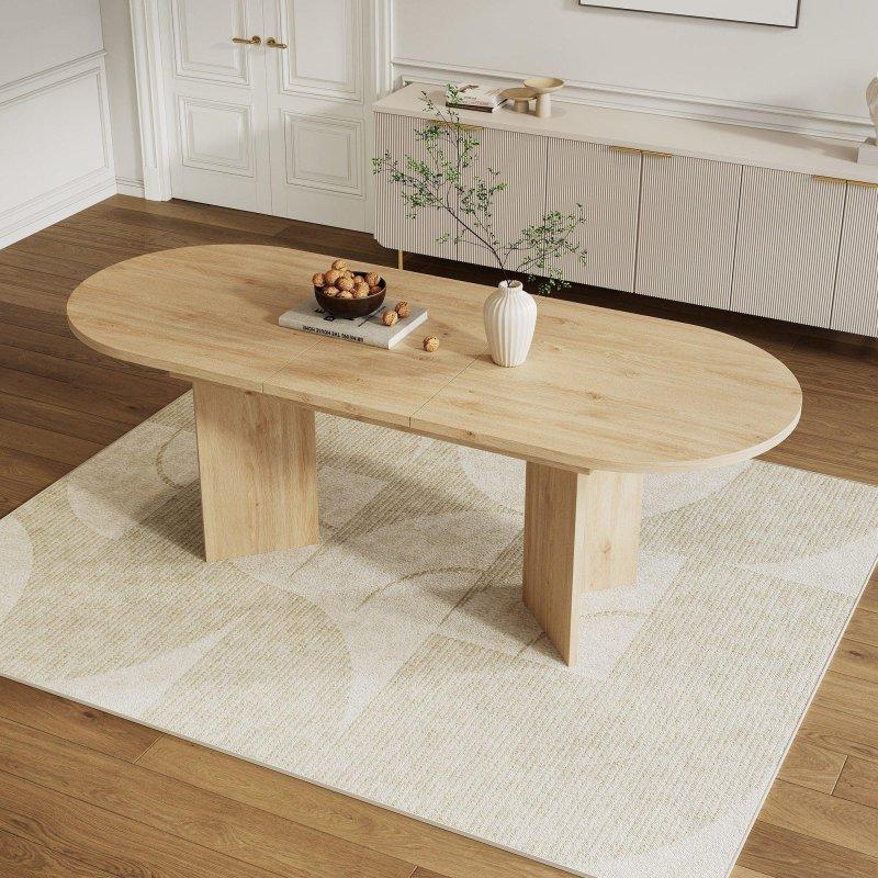 Meşe Sunta Açılabilir Oval Bohem Yemek Masası - 120-160 cm - 235875