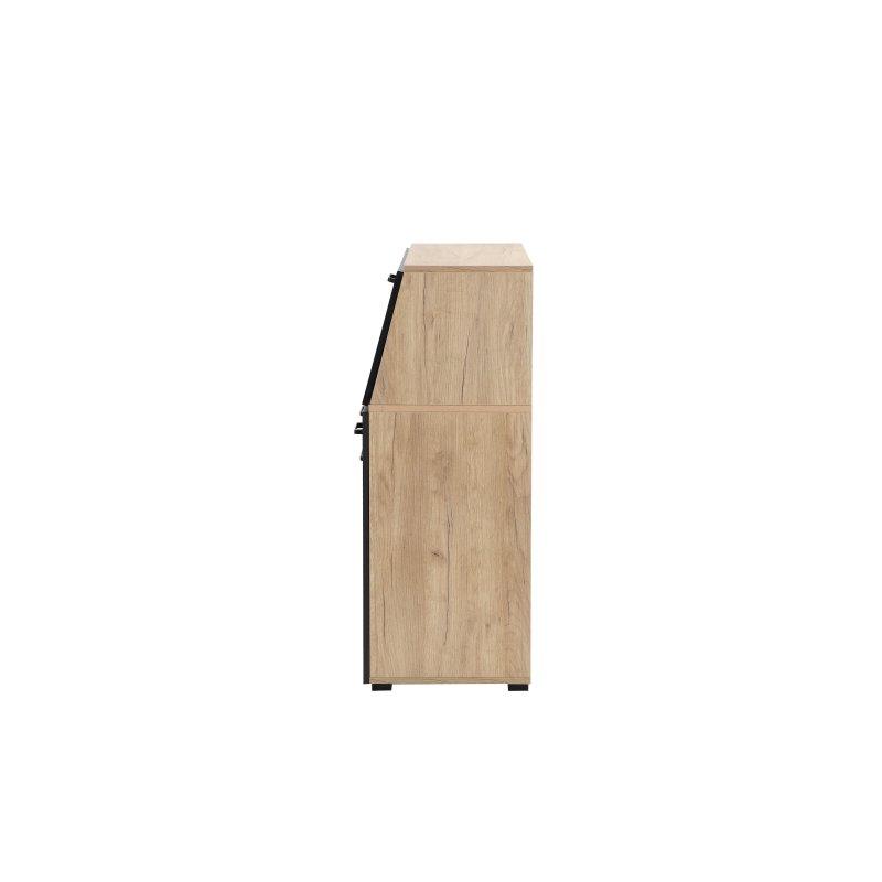 Meşe ve Grafit Siyah MDF Kapaklı Çekmeceli Vintage Çalışma Masası - 89x42x107 cm - 235144