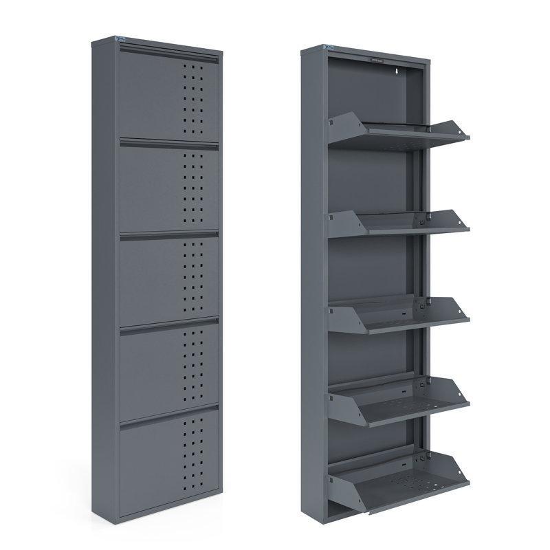 Metal 5 Çekmeceli Antibakteriyel Duvara Monte Ayakkabılık - 169x50x15 cm - 230448