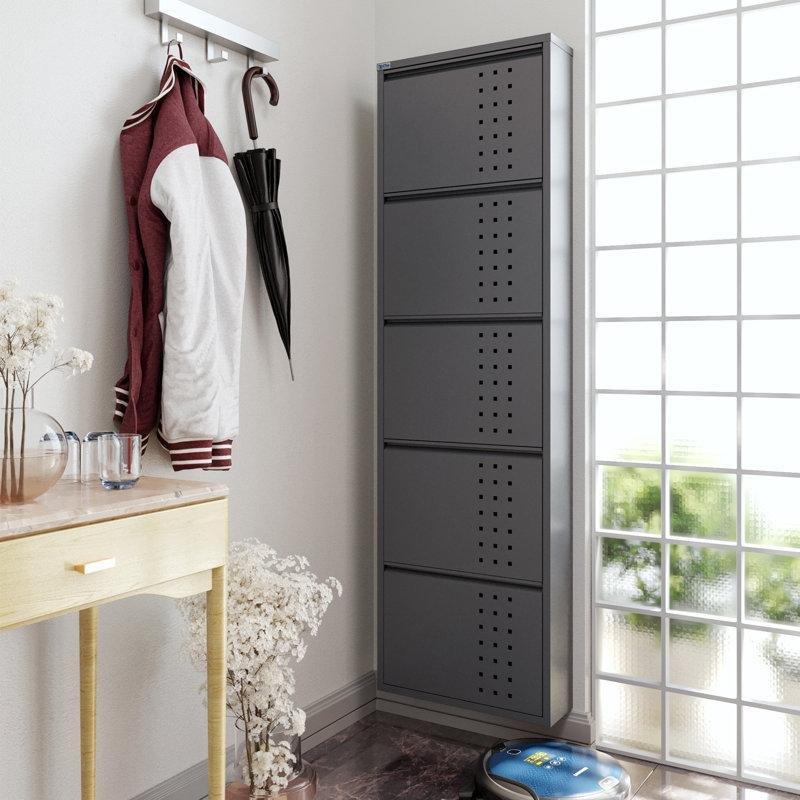 Metal 5 Çekmeceli Antibakteriyel Duvara Monte Ayakkabılık - 169x50x15 cm - 230448