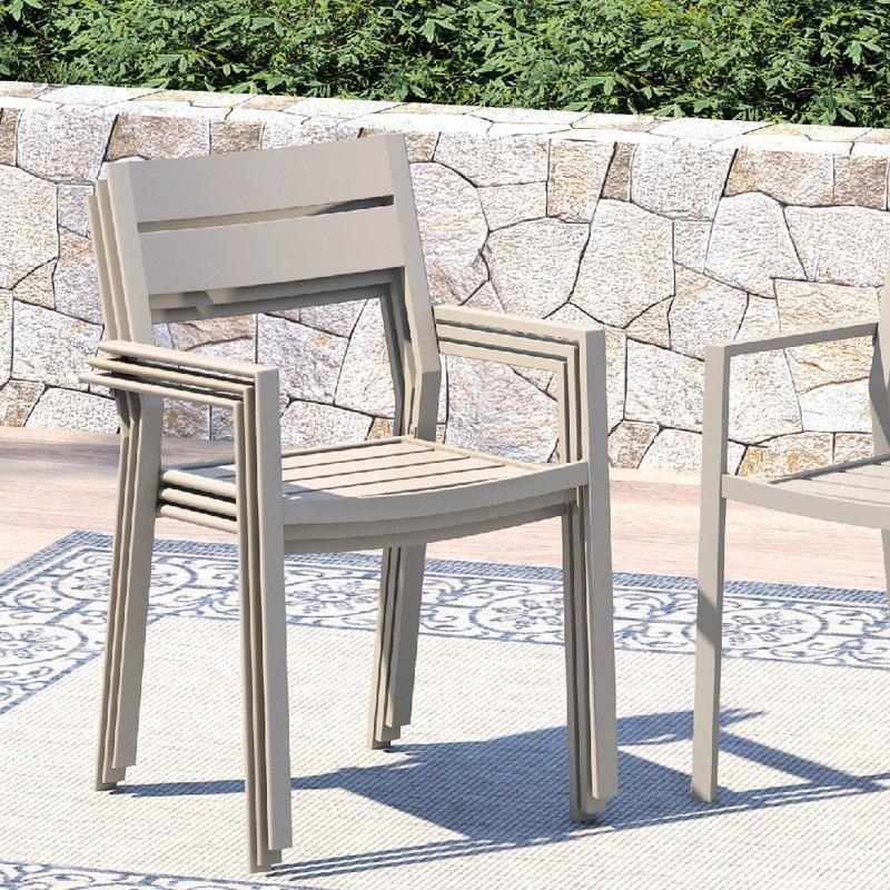 Metal 8 Kişilik İstiflenebilir Sandalyeli Yuvarlak Bahçe Masa Takımı - 153 cm - 216661