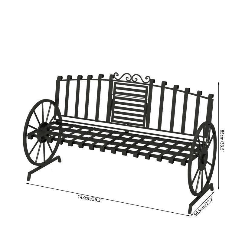 Metal Açılır Masalı Vagon Tekerleği Tasarımlı Bahçe Bankı - 144 cm - 173588