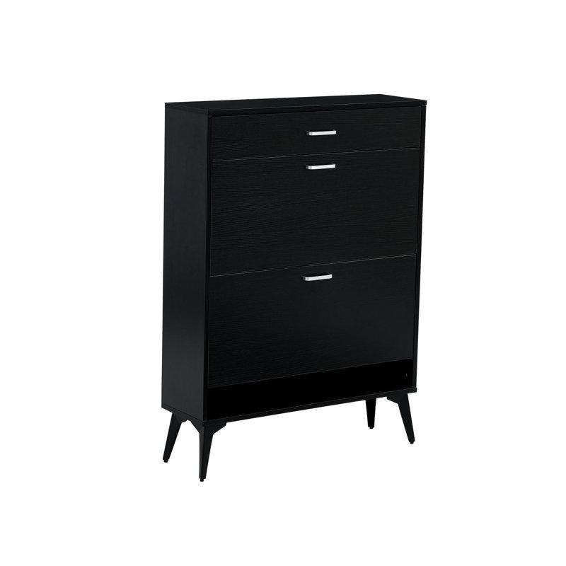 Metal Ayaklı Çekmeceli Masif ve Endüstriyel Ahşap Ayakkabılık - 80 cm - 227651