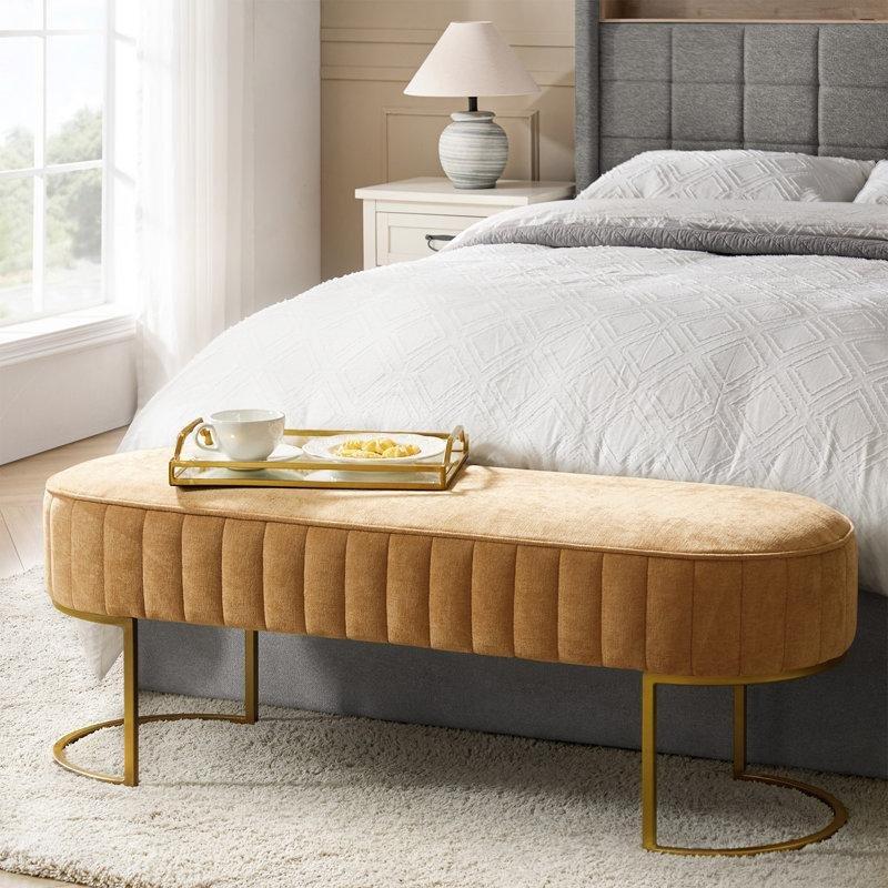 Metal Ayaklı Dikey Dikişli Polyester Döşemeli Bench - 117 cm - 164647