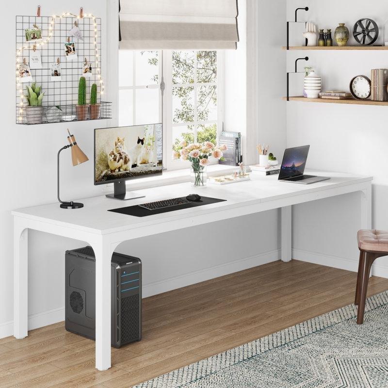 Metal Ayaklı Endüstriyel Ahşap İki Kişilik Modüler Ofis Masası Seti - 210 cm - 176863