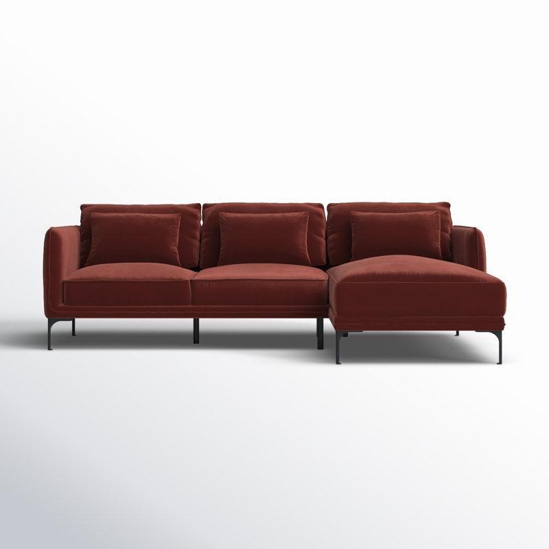 Metal Ayaklı Kadife Modüler Sağ Köşe L Koltuk - 248x167 cm - 193763