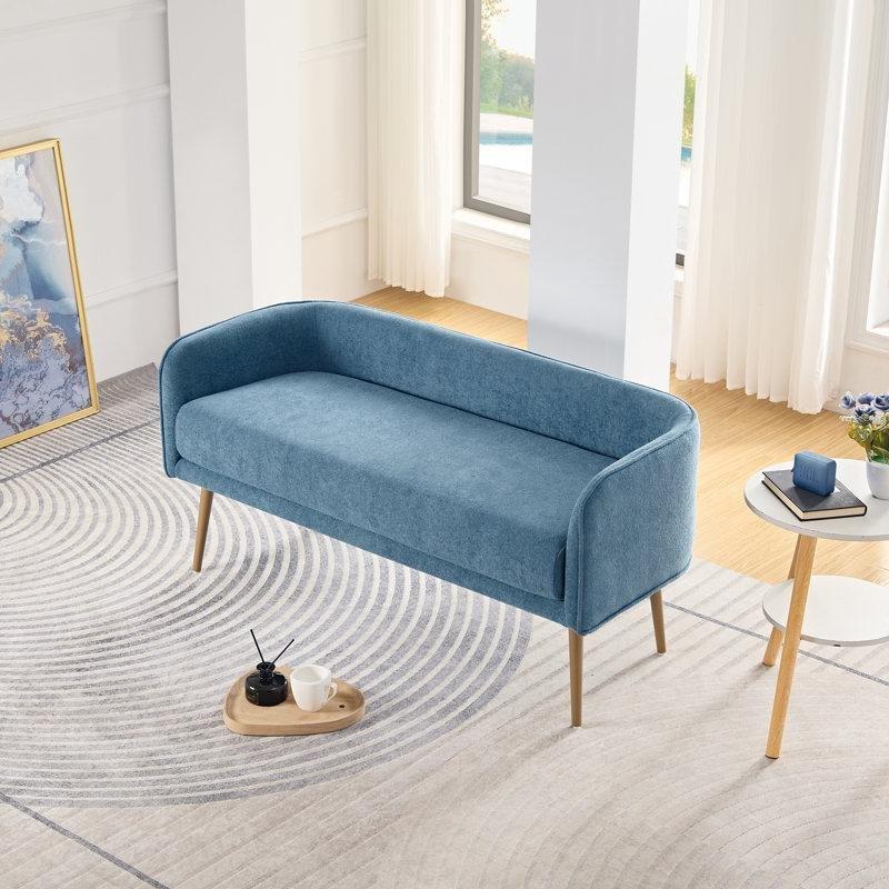 Metal Ayaklı Sırtlı ve Kollu Kapitoneli Kumaş Bench - 164392