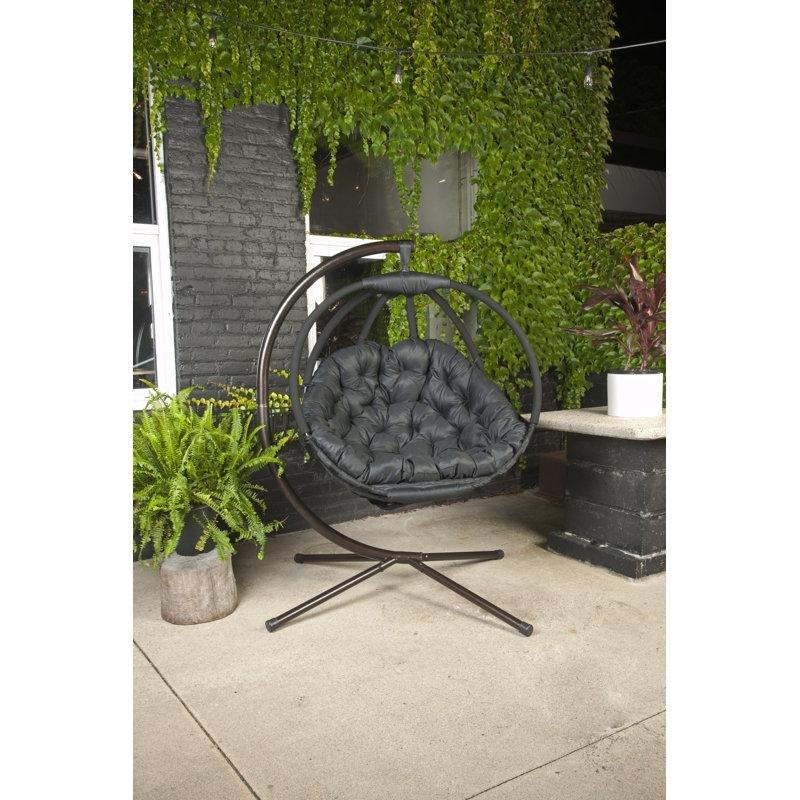 Metal Ayaklı Yuvarlak Tek Kişilik Balkon Salıncağı - 168x102x92 cm - 174397