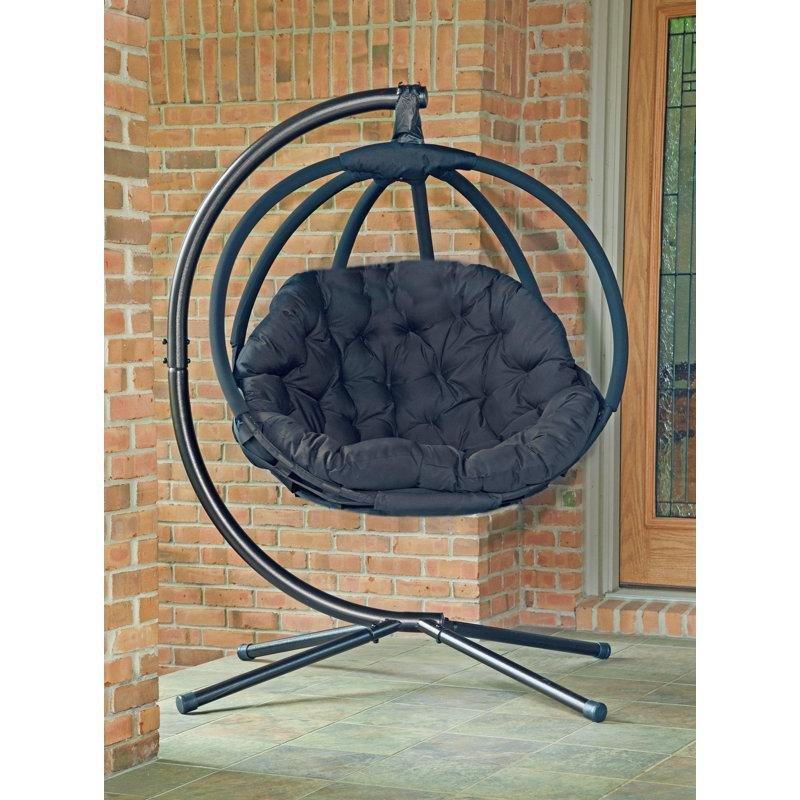 Metal Ayaklı Yuvarlak Tek Kişilik Balkon Salıncağı - 168x102x92 cm - 174397