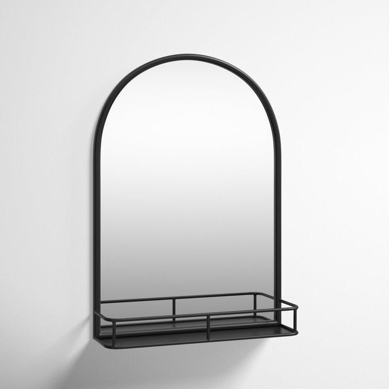 Metal Çerçeveli Kemerli Aynalı Duvar Rafı - 72x51 cm - 179044