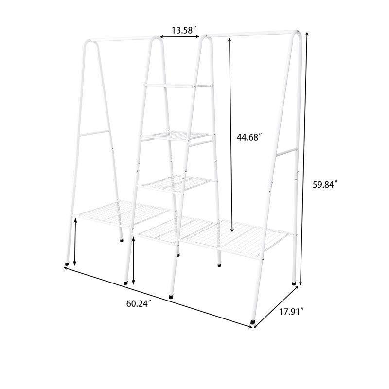 Metal Çift Askılı 6 Raflı Ayaklı Askılık - 153 cm - 165673