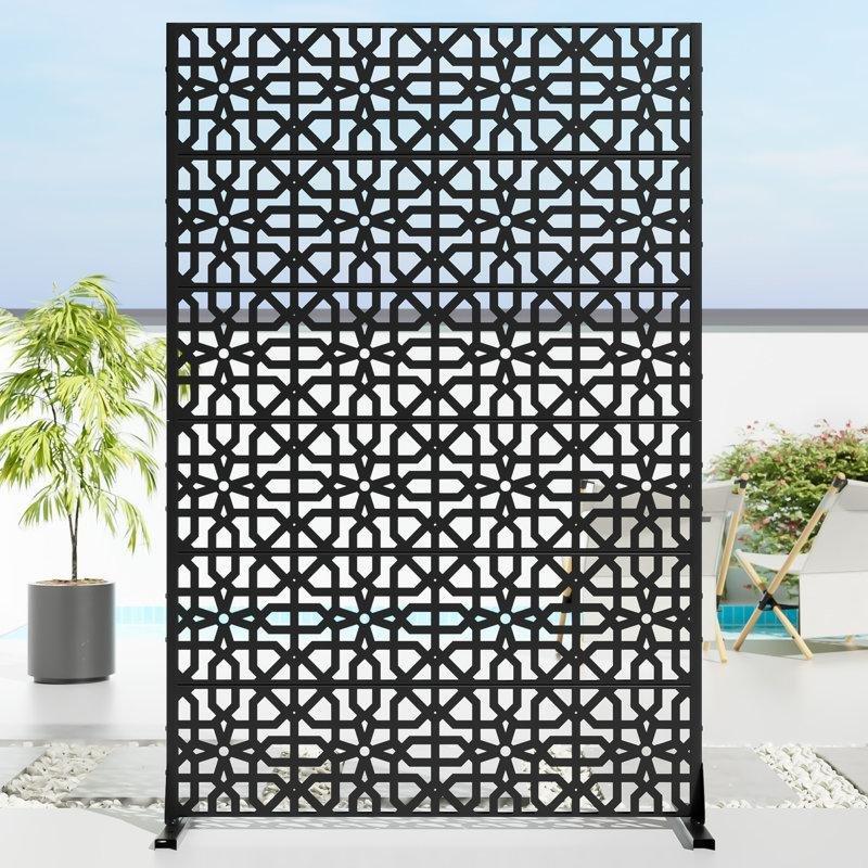 Metal Dekoratif Desenli Paslanmaz Bahçe Paravanı - 183x120 cm - 173118