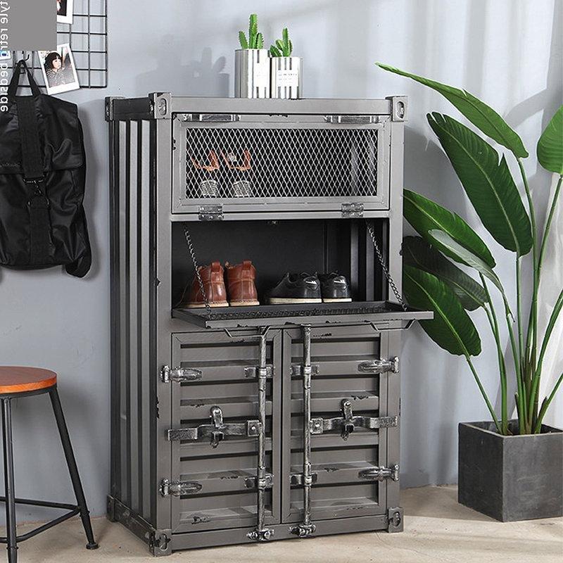 Metal Endüstriyel Tasarım Ayarlanabilir Raflı Ayakkabılık - 75x40x100 cm - 229625
