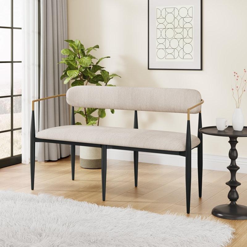 Metal İskeletli Polyester Kumaşlı Kavisli Sırtlı İkili Koltuk - 140x56x81 cm - 207757