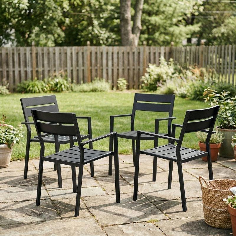 Metal İstiflenebilir Kollu Bahçe Sandalyesi 4lü Set - 173802