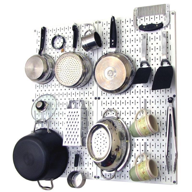 Metal Kancalı Delikli Pano Mutfak Rafı - 82x82 cm - 163861